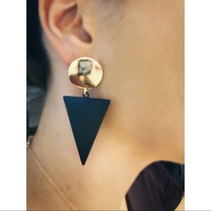 Two Tone Triangle Drop Earrings